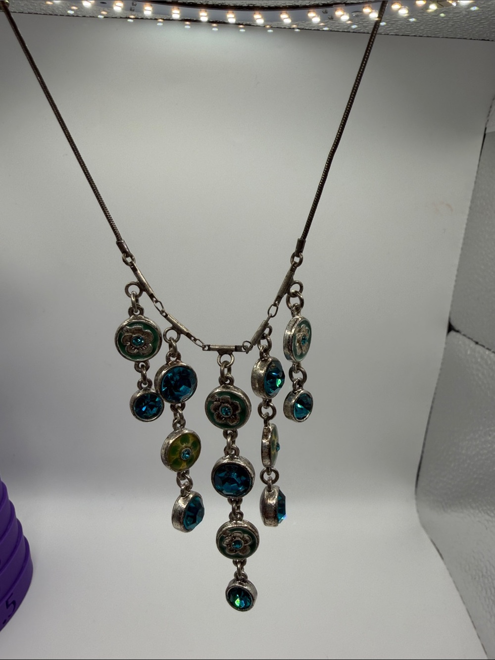 Pilgrim Teal and Green Multi-Drop Pendant Necklace